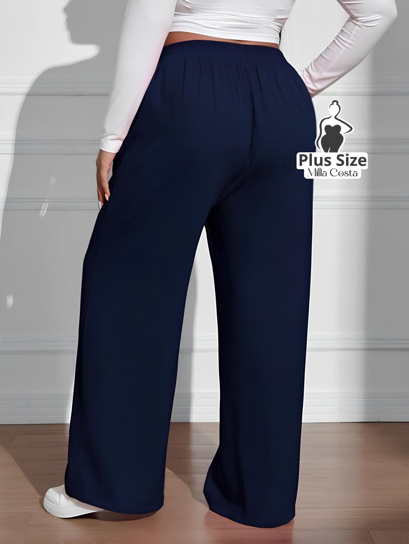 Calça Pantalona Estilo Conforto Plus Size - Tabela de Medidas na Descrição