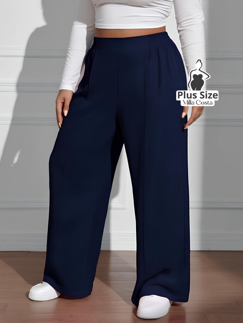 Calça Pantalona Estilo Conforto Plus Size - Tabela de Medidas na Descrição