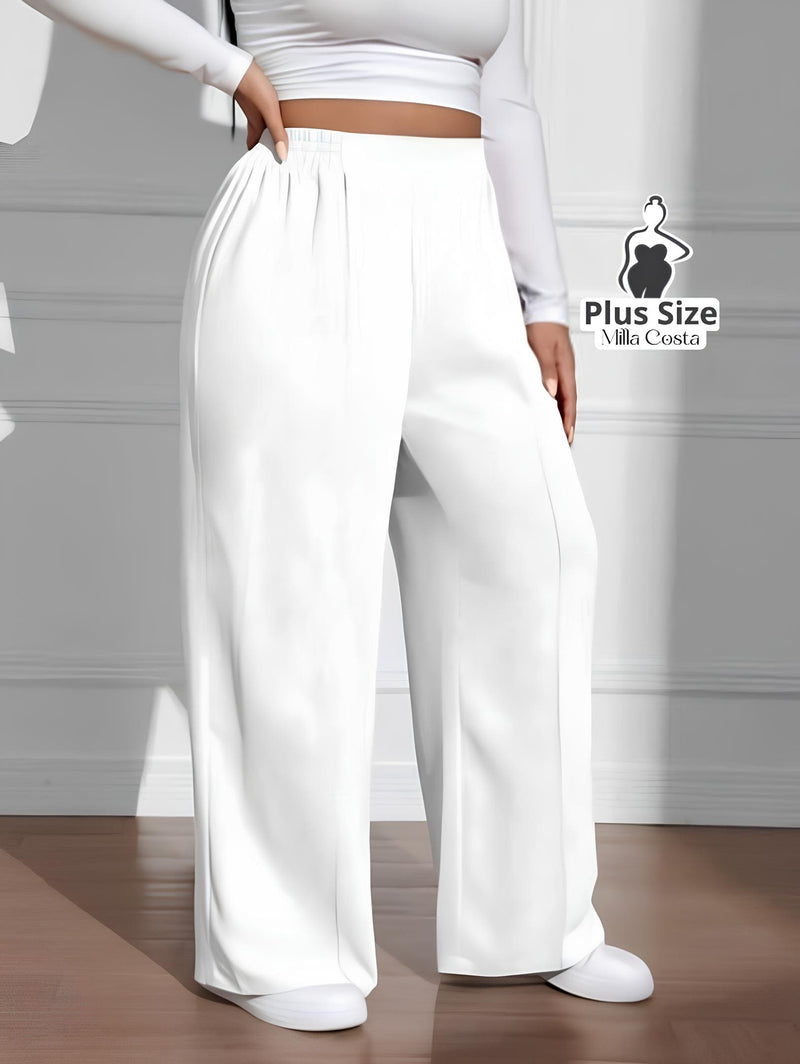 Calça Pantalona Estilo Conforto Plus Size - Tabela de Medidas na Descrição