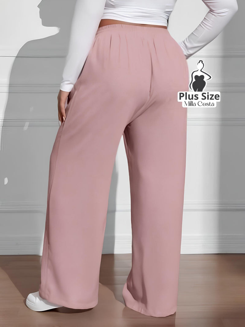 Calça Pantalona Estilo Conforto Plus Size - Tabela de Medidas na Descrição