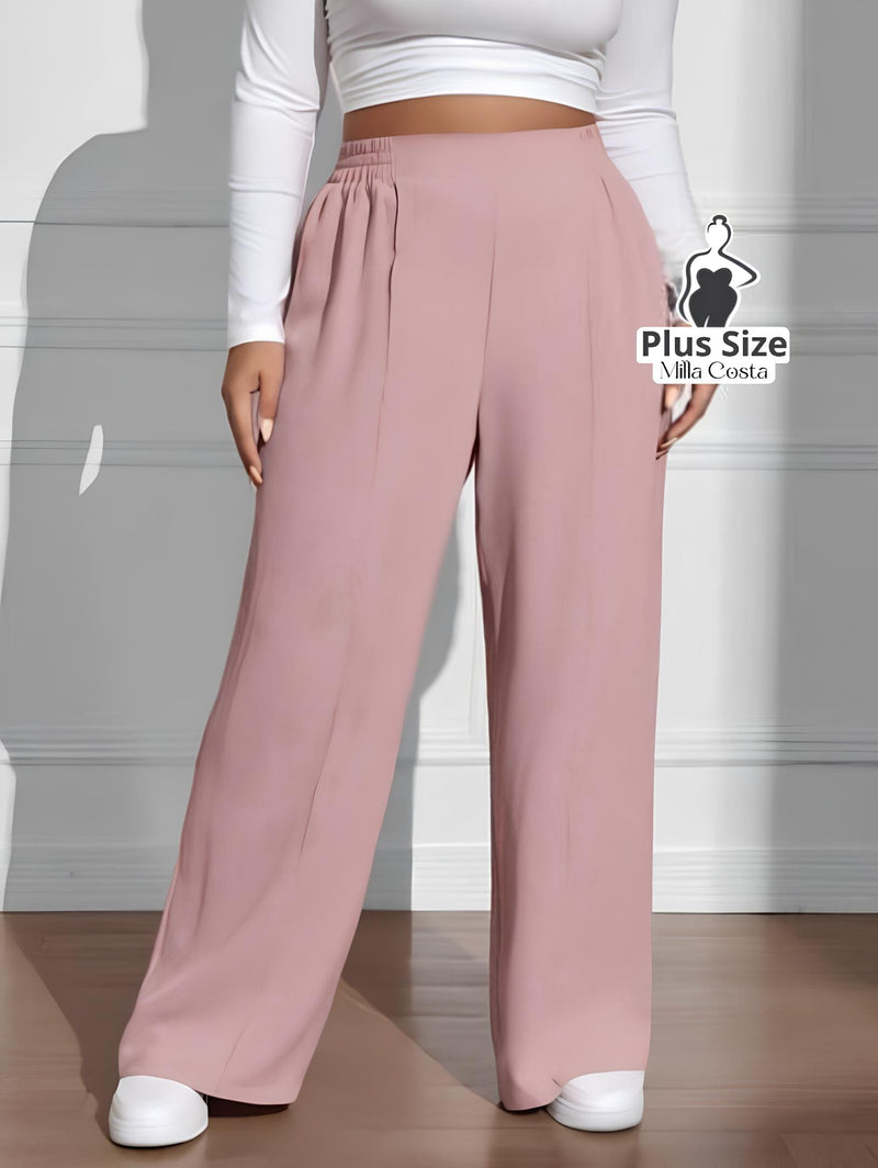 Calça Pantalona Estilo Conforto Plus Size - Tabela de Medidas na Descrição