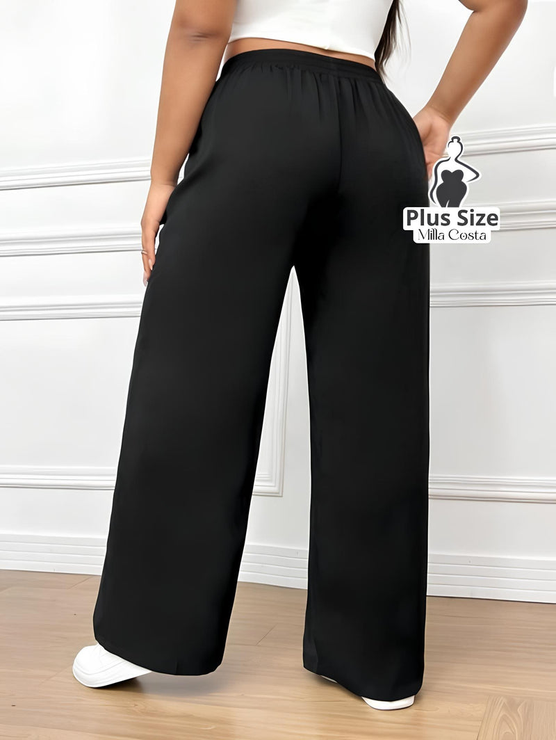 Calça Pantalona Estilo Conforto Plus Size - Tabela de Medidas na Descrição