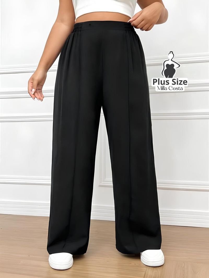 Calça Pantalona Estilo Conforto Plus Size - Tabela de Medidas na Descrição