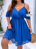 Vestido Charmoso Com Alças E Barra Vazada Plus Size - Tabela de Medidas na Descrição